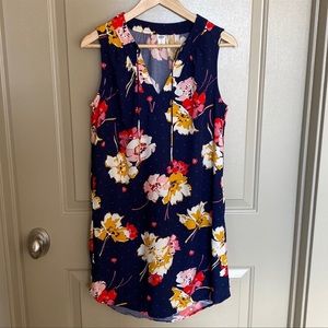 Navy floral shift dress